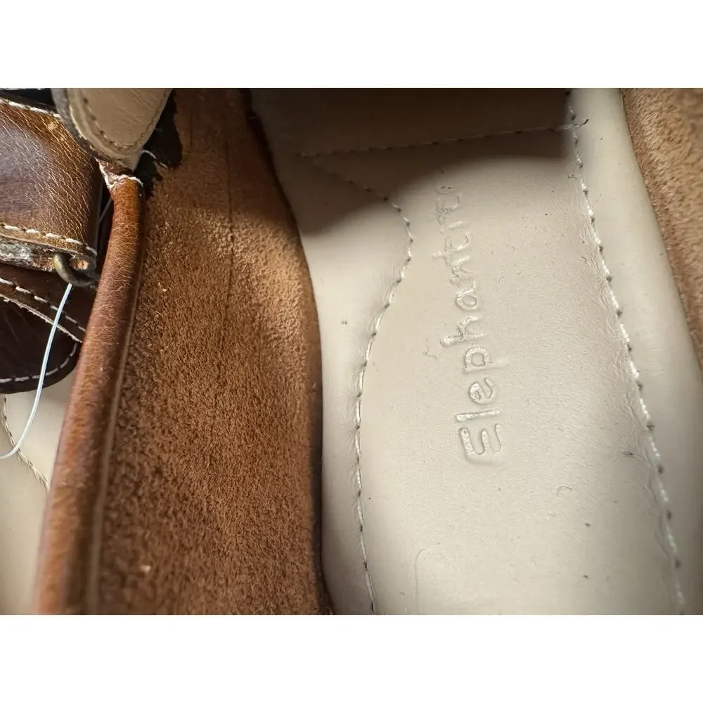 Elephantito Kids Brown Leather Hook & Loop Loafers Moccasins Toddler Size 10